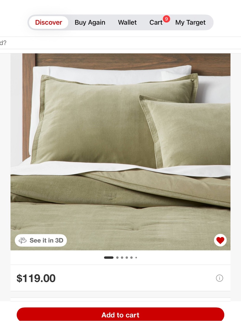 Threshold Olive Green King Comforter/Sham Set - Home Bedding - Picture 2 of 10